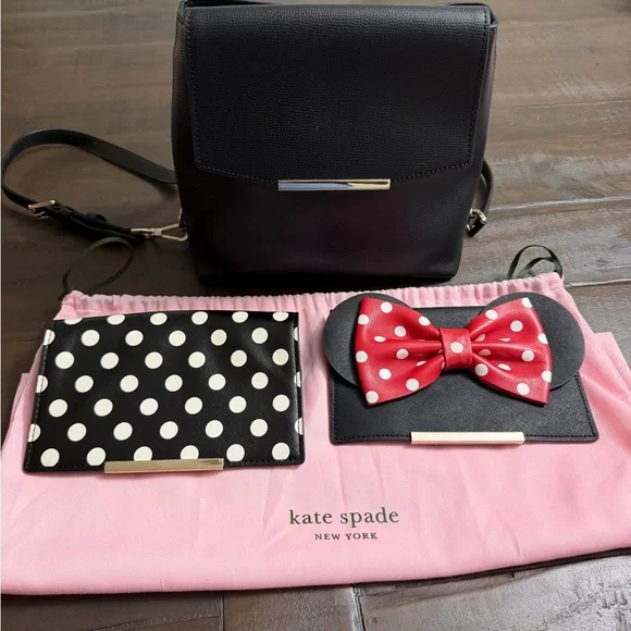 Kate Spade Backpack Shoulder Bag in Black with 3 changing flab’s - Picture 3 of 16